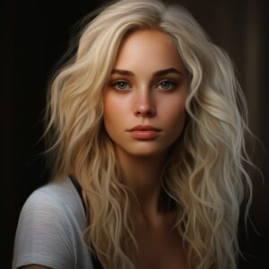 realistic picture of face of a blonde girl --c 0