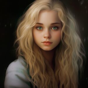 realistic picture of face of a blonde girl --c 100
